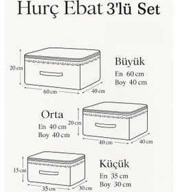 Resim Nergis Kadife3'lü 60x40/40x40/30x35 Dantelli Hurç Seti Çeyizlik Nişan Düğün Gelin Damat Bohçası Diğer 