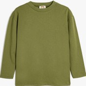 Resim Erkek Çocuk Pamuklu Uzun Kollu Bisiklet Yaka Oversize Basic Tişört 