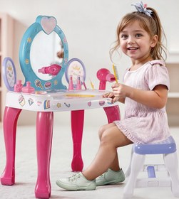 Resim Unıcorn Ayaklı Makyaj Masası Ve Sandalye Setı - Pembe - Pembe / Standart 