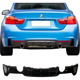 Resim MKG Bmw F36 4 Serisi M Performance Difüzör Piona Black 2014 ve Üzeri Sağ Sol Tek Egzoz Çıkışlı 