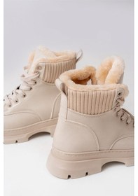 Resim Asm-080 Bej Bağcıklı Günlük Kadın Bot Acı Kahverengi 