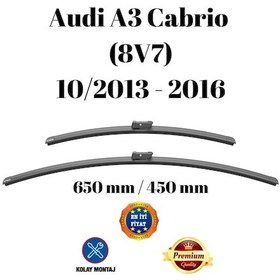 Resim Audi A3 Cabrio 8v7 2013 2014 2015 2016 2017 2018 Uyumlu Ön Cam Muz Tipi Silecek Süpürgesi Seti 650/450mm Silbak 