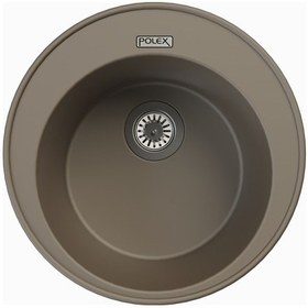 Resim Polex Cristalüx Granit Evye P-06 Toprak Tezgah Altı Ve Tezgah Üstü Oval Mutfak Evyesi 51.5x51.5 CM 