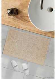 Resim 2 Li Ayak İzli Banyo Ayak Havlusu %100 Pamuklu Renkli 50x70 Cm Menom Kahve 