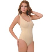 Resim Kadın Dikişsiz Çıtçıtlı Komple Vücut Body Korse 2979 Ten Ten 