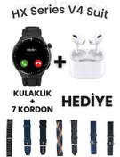 Resim SEYUWATCH HX Series V4 Suit Yuvarlak Akıllı Saat 7 Kordon ve Kulaklık Hediyeli Akıllı Saat 