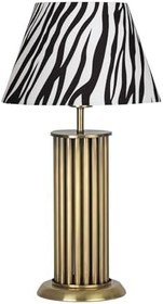 Resim vinner Odeon Eskitme Kaplama Retro Özel Tasarım Metal Çubuk Abajur - Zebra Desenli VNRODEONESKABJ040 