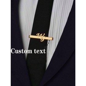 Resim 1 Adet Kişiselleştirilmiş Paslanmaz Çelik 18K Altın Kaplama Monogram Kravat Klipsi - Şık Düğün Aksesuarı, Gelinlik Günü Hediyesi, Dayanıklı Lüks Takı, Özel Günler İçin, Zarif Tasarım, Yüksek Kalite İşçilik, Resmi Etkinlikler, Özgün Kıyafetler 