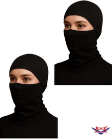 Resim AXE SPORTSWEAR Siyah 2'li İnce Rüzgar Geçirmez Termal Kar Maskesi Balaclava Motorcu Kurye Kask Kayak Bere Mask 