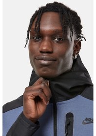 Resim Nike Tech Fleece Full Zip Unisex Hoodie Kapüşonlu Sweatshirt Mavi Mavi - Siyah 