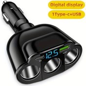 Resim Sunshine022 Annjıatuu 3 Port Usb Type C Araç Şarj Cihazı Dijital Ekran Hızlı Şarj 12v 24v Uyumlu Siyah 