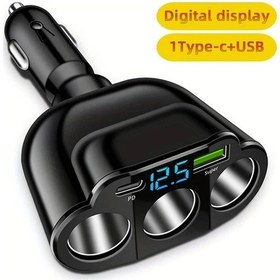 Resim Sunshine022 Annjıatuu 3 Port Usb Type C Araç Şarj Cihazı Dijital Ekran Hızlı Şarj 12v 24v Uyumlu Siyah 