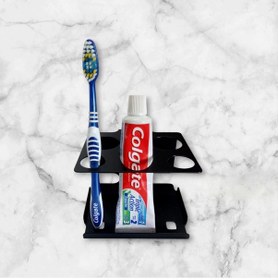 Resim Ardini Yapışkanlı Ve Vidalı Şarjlı Diş Fırçalık Tutucu Macunluklu Mat Siyah Siyah 