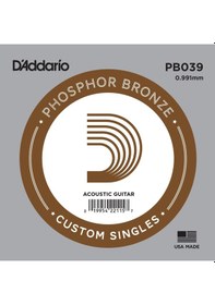 Resim D'addario Pb039 Phosphor Bronze Akustik Gitar Tek Teli - .039 Aksesuar Fosfor Bronz Alaşım, Güçlü Rezonans, Standart Ölçü Ve Tüm Akustik Gitarlarla Tam Uyum 