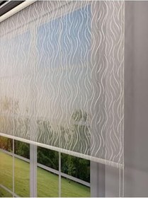 Resim donatti perde EVA Serisi - Su Yolu Desenli Çift Mekanizmalı Antrasit Gri Perde 210 x 260 