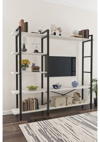 Resim Tiryaki Aksesuar Everest 160Cm Metal Raflı + Kitaplık Tv Sehpası 