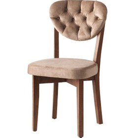 Resim Sweethomemasasandaly 4 Adet Gala Sandalye Ceviz Ahşap Kapitoneli 