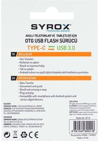 Resim Syrox Usb 3.0 Giriş Type-C Uç Çıkış Otg Dönüştürücü Dt13 