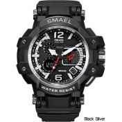 Resim Hanyang Siyah Gümüş Smael Erkekler Kuvars Dijital Saat Erkek Spor Saatler Elektronik Askeri Kol Saati Erkek Su Geçirmez Saat 1509 Relogios Masculino (Yurt Dışından) 