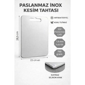 Resim PremiumPort Paslanmaz Çelik Kesme Tahtası, Çok Amaçlı ve Dayanıklı Mutfak Gereci 