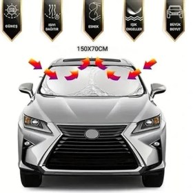 Resim Katlanabilir 150X70 cm Araç Ön Cam Güneşlik Ön Cam Araç Perdesi Araç Güneş Koruyucu Oto Güneşlik 