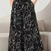 Resim Popüler Kadın Modası, Kadınlar için Geniş Paça Pantolon, Cepli Şık Gevşek Bağcıklı Pantolon, Kadınların Moda Pantolon Etekleri, Hedefli 
