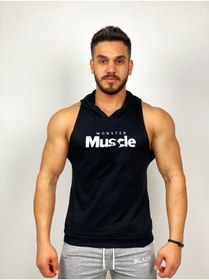 Resim Black İstanbul Monster Muscle Baskılı Kapşonlu Sporcu Atleti 