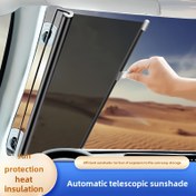 Resim 1 Adet Otomatik Geri Çekilebilir Araba Güneşlik Perdesi - UV Koruma ve Isı Yalıtımı ile Teleskopik Güneş Siperliği, Parlama Azaltma için İzole Kumaş Ön Cam Örtüsü, Çoğu Araçta Uyumlu, Dayanıklı Teleskopik Mekanizmalı 