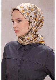 Resim Belli Tivil Saf İpek Eşarp 4212 - 01 Turuncu Limon Desen Turuncu 
