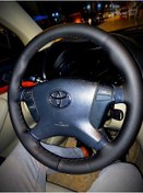 Resim Dikişli Direksiyon Kılıfı Siyah Deri Siyah Dikişli Toyota Avensis İçin Siyah 