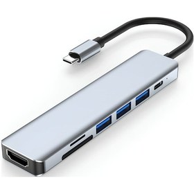 Resim Apple Uyumlu MacBook Pro Air 7in1 Type-c 7 Port Çevirici Hub Hdmi Sd Kart Usb 3.0 Pd Type-c Dönüştürücü 