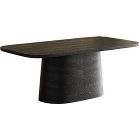 Resim Barocco İtalyan Still Oval Ahşap Yemek Masası 100x190 Siyah 