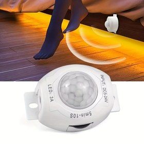 Resim 1 adet Beyaz LED Hareket Sensörlü Anahtar Ayarlanabilir Zaman Gecikmeli, Ev Aydınlatması için Kızılötesi İndüksiyon, Yatak Yanı ve Endüstriyel Kullanım, DC5V-24V, Kolay Kurulum, Enerji Verimli Aydınlatma | Modern Beyaz Anahtar | Dayanıklı Plastik Kasa 