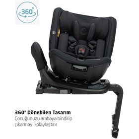Resim Maxi-Cosi Spinel 360 Plus i-Size Dijital Göstergeli Dönebilen Yatabilen Isofix'li 0-36 kg Oto Koltuğu Authentic Black 