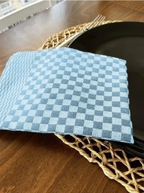 Resim 2 Adet Mavi, 40x60cm Ekose Desen, Alman Peçetesi, Mutfak Havlusu, Kurulama Havlusu, Mutfak Havlusu Çok Renkli 