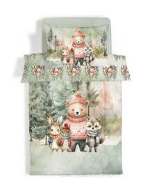 Resim Evmila Sevimli Hayvanlar Desenli Nevresim Takımı - 160x220cm Nevresim +50x70cm Yastık Kılıfı+100x200cm Çarşaf 