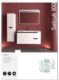 Resim Evros Selçuk Banyo Dolabı 100 Cm Boy Dolabı Dahil Beyaz 