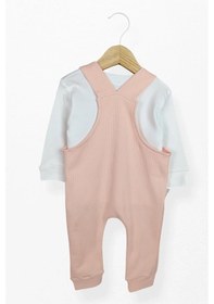 Resim Kidskingdom Pembe Renk Kız Bebek & Çocuk Pamuklu 2 Parça Tulum Pembe 