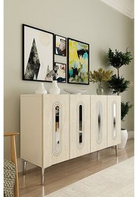 Resim Ka1206bts Rany120 Konsol, Kahve Köşesi Ve Tv Sehpası Beyaz-traverten Kapak-sılver 120cm Beyaz-traverten-sılver 