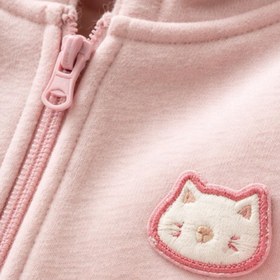 Resim Jeopardi Kız Çocuk Pudra Fermuarlı Hoodie Ceket 