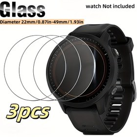 Resim Çiziklere Karşı Dirençli, Parmak İzi Tutmaz, Kabarcıksız, Temperli Cam - Yuvarlak Saat Ekran Koruyucu (3 Adet), Çapı 49mm(1.93inç)-22mm(0.87inç). 