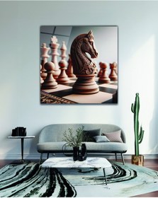 Resim BestSanat Satranç Taşı At Kare Cam Tablo 