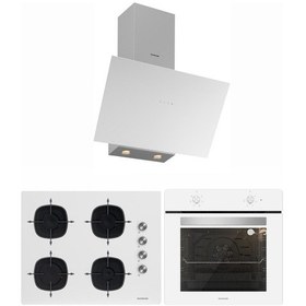 Resim Silverline BO6501W01 - CS5700E7W01 - 3481 FLAM Beyaz Cam Ankastre Set 