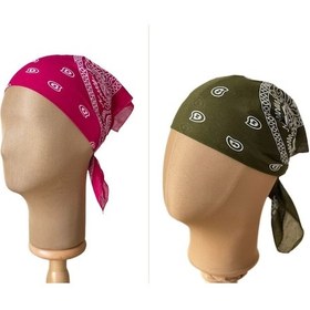 Resim Pamuklu Klasik Desen Unisex 2li Bandana Seti Renkli Bandana Etnik Desenli A Kalite Bandana Bordo - Haki 