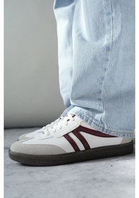 Resim Muggo Garcia Garantili Unisex Ortopedik Günlük Bağcıklı Yürüyüş Koşu Sneaker Spor Ayakkabı Bordo - Beyaz 