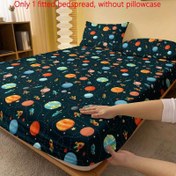 Resim Modern Uzay Temalı Fırçalanmış Çarşaf - Yumuşak Polyester, Makinede Yıkanabilir, Yatak Odası & Misafir Odası Dekoru için Derin Cep Tasarımı (Yastık Kılıfı Dahil Değildir) 