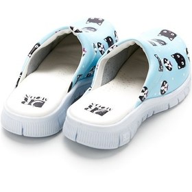 Resim Drmoon Kedi Desenli Bayan Comfortflex Taban Hakiki Deri Kadın Sabo Terlik Mavi Turkuaz 