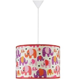 Resim Şenay Aydınlatma Çocuk Odası Silindir Kumaş Sarkıt Avize-Kırmızı Fil 