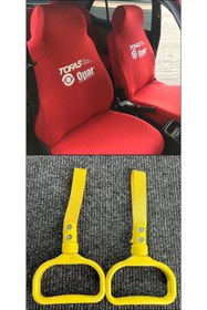 Resim HFGARAJ Opar Servis Kılıfı Kırmızı & Sarı Elçek Tutamaç Set 