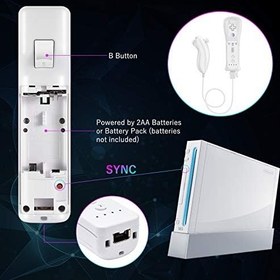 Resim Nintendo Wii ve Wii U Kumandası için Uzaktan Kumanda ve Nunchuck Kontrol Cihazı Yedeği, Silikon Kılıflı ve Bilek Kayışlı Crifeir Wii Kontrolörü (Beyaz) 